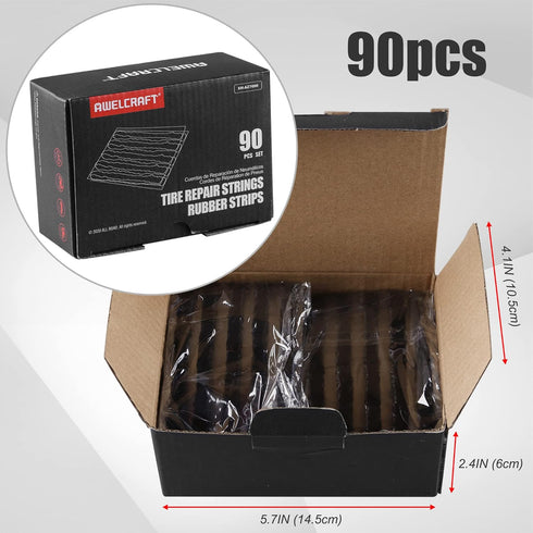 Tire Repair Strings 90pcs 4" black, Automotive Tool Tire Repair Plugs for Tubeless Off-Road Tires Car, Bike, ATV, UTV, Wheelbarrow, Mower...