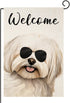 Welcome Maltese with Sunglasses Garden Flag Small Vertical Double Sided Decorative House Yard Decor Flag for Outdoor Decoration 12x18 inch(6047)...