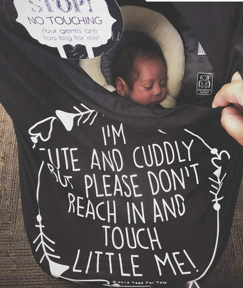 Car Seat 5 in 1 Cover - I'm Cute & Cuddly But Please Don't Touch Little Me (Black)...