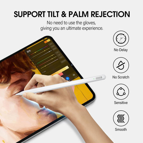 Stylus Pen for iPad 9th&10th Fast Charge Pencil?Magnetic?Palm Resistant? Compatible with 2018-2024 Apple iPad Pro11&12.9 inch, iPad Air 3/4/5,iPad...