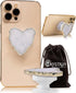 Grips by CRYSTALFY Crystal Phone Grip & Phone Stand Authentic Natural Heart Shaped Clear Quartz Druzy Swappable Top, Expandable Collapsible Holder...