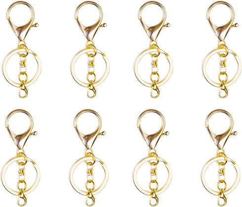 20sets Golden Lobster Claw Clasps Hook with Flat Split Keychain Ring with Swivel Trigger Clip with Little Lobster Clasp for DIY Craft Jewelry Maki...