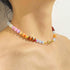 Beaded Gemstone Necklace for Women,Trendy Boho Colorful Rainbow Beaded Choker Necklace,Natural Stone Necklace Surfer Beach Necklace,Summer Handmad...