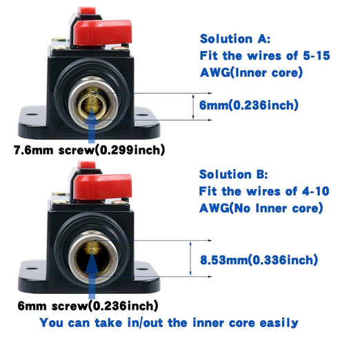 30 Amps Audio Inline Circuit Breaker Reset Fuse, 12V-24V DC Manual Reset Inline Fuse Holder for Car Marine Trolling Motors Audio, Stereo Switch an...
