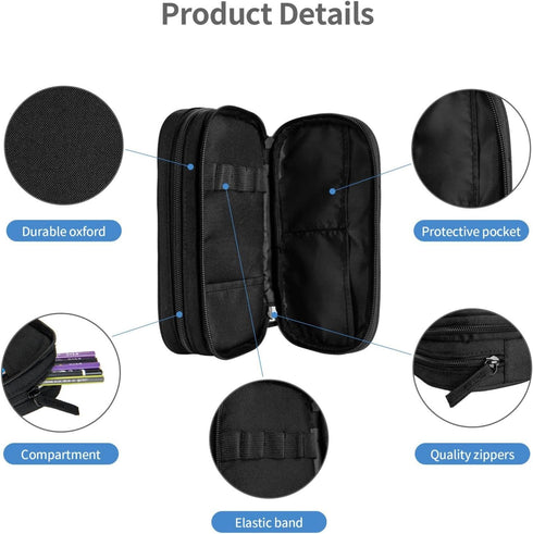 Large Capacity Black Spider Web Pencil Case with Zippers Storage Pouch Holder Pencil Box Marker Organizer Bag with Compartments for Office Supplie...