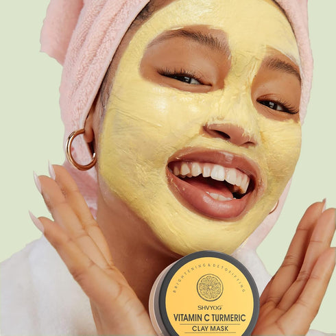 4 Pcs Clay Facial Mask Set - Turmeric, Vitamin C, Green Tea, Dead Sea Mud, and Rose Clay for Deep Cleansing, Moisturizing, and Refining Pores - 24...