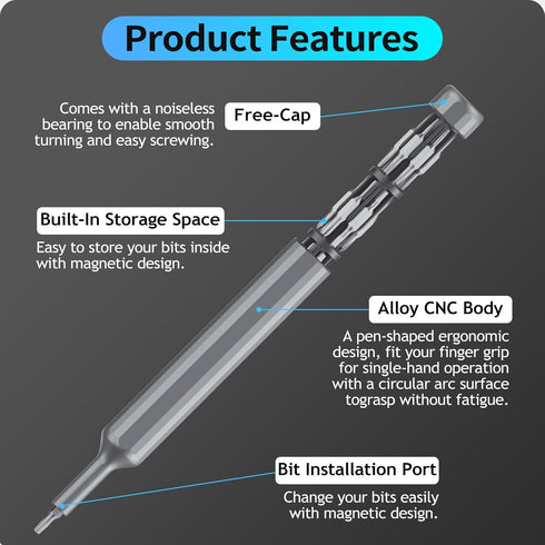 39 in 1 Precision Screwdriver Set, Mini Screwdriver Set with 38 pcs Tough S2 Alloy Steel Bits, Manual Pen Shape Small Screwdriver, Phillips, Slott...