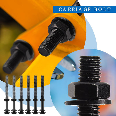 Zonon Carriage Bolt Kit Galvanized Carriage Bolt Set Includes Rust Resistance Bolts Washers and Nuts for Fastening Accessories (12 Sets,Black,1/4 ...