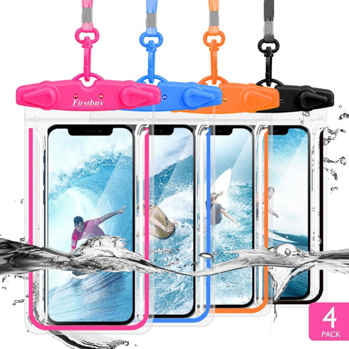 Universal Waterproof Phone Pouch, 4-Pack IPX8 Waterproof Phone Lanyard Case Compatible with iPhone 15 14 13 12 11 Pro Max Pro Plus, Galaxy S23 S22...