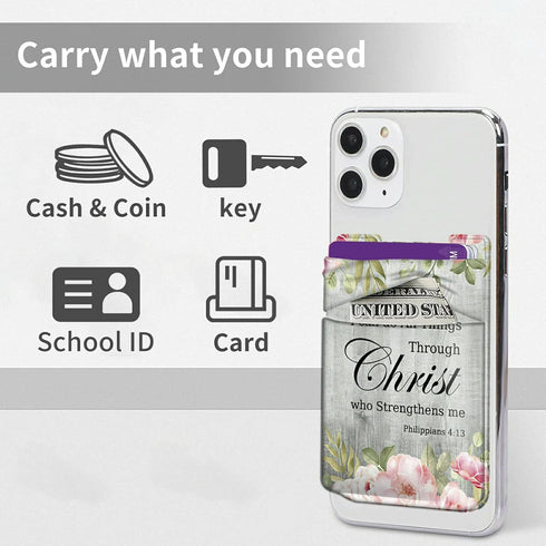 Rossy Cell Phone Wallet Adhesive Card Holder Stick on Wallet Pocket Lycra Credit Card ID Case With Bible Verse Philippians 4-13 Stylish Pattern fo...