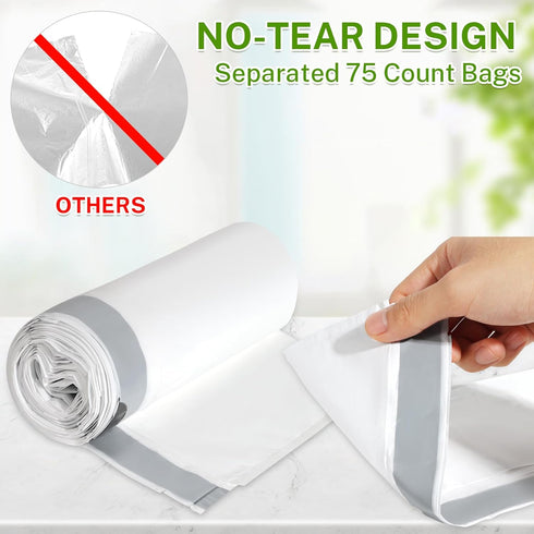 10 Gallon Trash Bags Drawstring, 1 Mil Thick White Garbage Bag for Office Kitchen, 75 Count...
