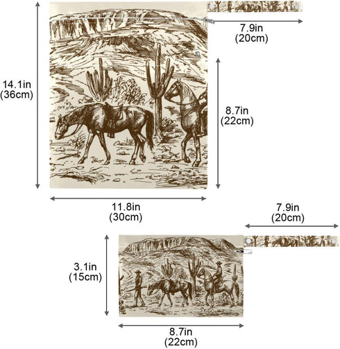 2pcs Western Desert Cowboy Wet Dry Bags,Waterproof Reusable Cloth Diaper Wet Dry Bags for Travel,Diapers,Dirty Gym Clothes and Toiletries...