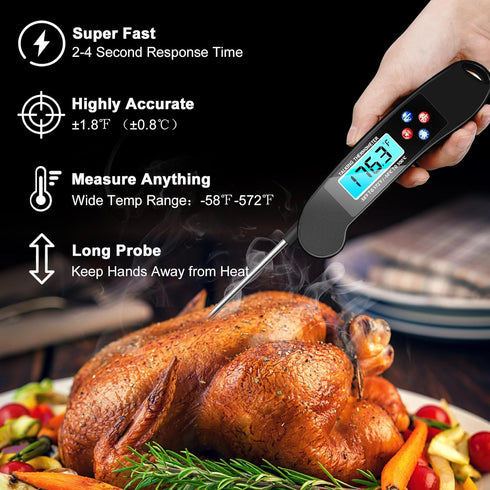 Digital Talking Thermometer for The Blind, Waterproof Instant Read Food Thermometer with Talking Function & Backlight, Meat Thermometer with Probe...
