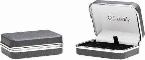 Black Onyx and Crystal Silver Cufflinks and Studs Formal Set with Travel Presentation Gift Box - 5/8" cufflinks, 3/8" studs - Men's Wedding Party ...