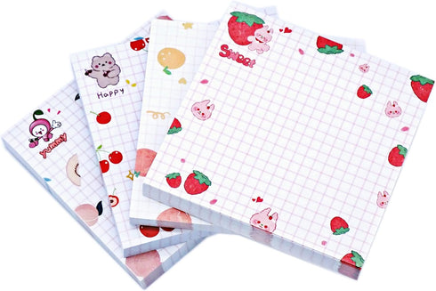 Sticky Notes,Cute Sticky Notes Kawaii Sticky Notes 3.1x3.1in 4Pads 80Sheets/Pad Self-Stick Note Pads Cute Colorful Super Sticky Note Pads 4 Unique...