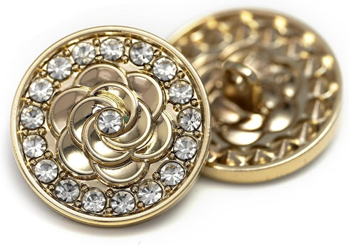 20 pcs Golden Metal Stamping Camellia Sewing Shank Coat Buttons -22mm -8/9"...