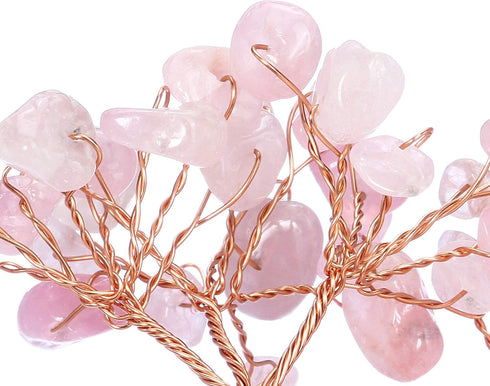 Jovivi Natural Rose Quartz Crystal Tree, Raw Healing Crystals Fluorite Base Gem Bonsai Money Tree for Home Office Table Decor Wealth and Luck...