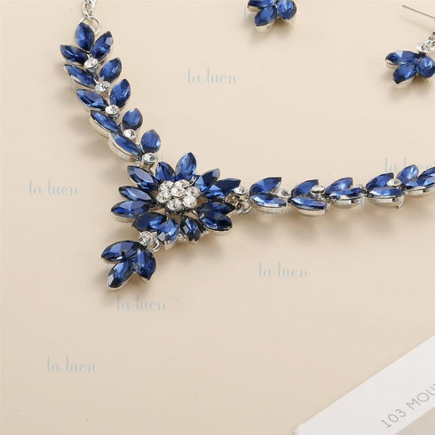 la luen 3pcs Crystal Zircon Wedding Jewelry Sets for Brides, Rhinestone Flower Necklace Dangle Earrings Brooch for Women Teen Girls Wife Party Pro...