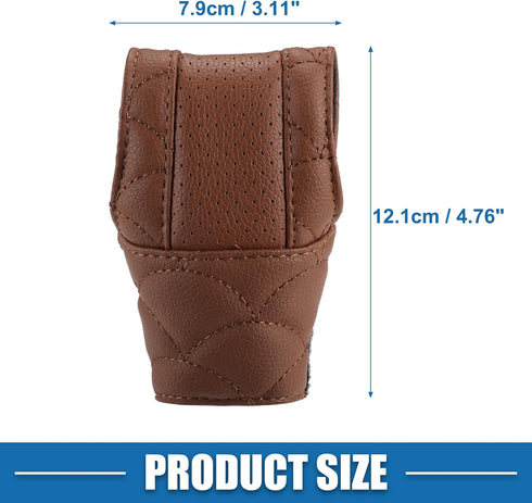 Car Shift Knob Cover Universal Vehicle Interior Shift Gear Cover Trim Accessories Decorative Faux Leather Brown...