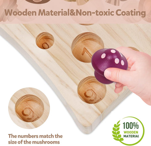 Wooden Toys Mushroom Toy Harvest Game Montessori Educational Learning Shape Sorting & Number Matching Games Sensory Training Easter Birthday Gift ...