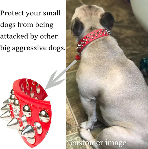 TEEMERRYCA Adjustable Microfiber Leather Spiked Studded Dog Collars with a Squeak Ball Gift for Small Medium Large Pets Like Cats/Pit Bull/Bulldog...