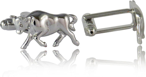 Cuff-Daddy Bull Bear Cufflinks Silver 000 with Presentation Box...