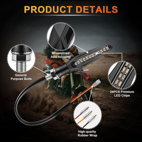 LivTee Super Bright 4PCS Motorcycle Indicators Flowing Turn Signal Brake Lights & Daytime Running Lights 12V for Motorbike Scooter Quad Cruiser Of...
