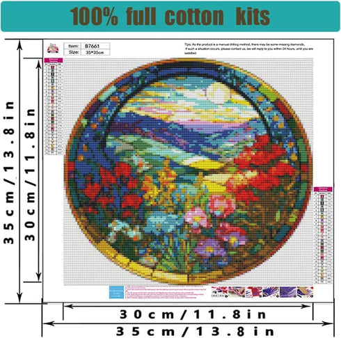 Stamped Cross Stitch Kits - Flower Mountain Landscape Counted Cross Stitch Kits for Beginners Adults,11 CT Patterns Dimensions Embroidery Kits Art...