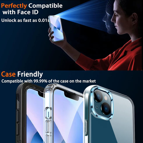 Ferilinso 3 Pack Screen Protector for iPhone 14 / iPhone 13 with 2 Pack Tempered Glass Camera Lens Protector Phone Case Friendly Ultra Accessories...