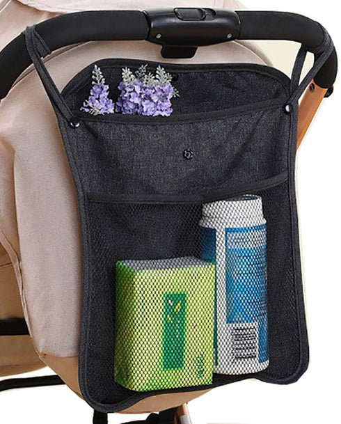 Baby Stroller Organizer,Black,Umbrella stroller organizer,Extra pockets to store snacks/wipes items,Holds water bottles, toddler sweat shirt etc (...