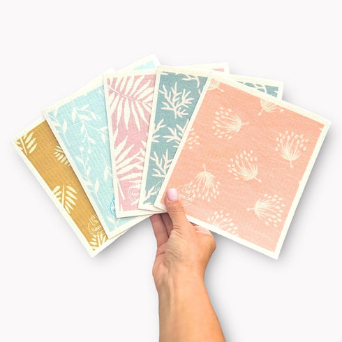 Harps&Seb 5 Pack, Reusable Swedish Dishcloths for Kitchen, Super Absorbent, Washable Swedish Dish Towels, No Odor, Biodegradable, Non-Scratch Reus...