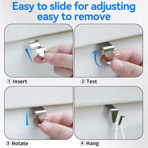 Vinyl Siding Hooks Hanger 10 Pack, Heavy Duty Siding Clips for Hanging on Patio, No-Hole Needed Stainless Steel Siding Hook to Decor Wreath Things...