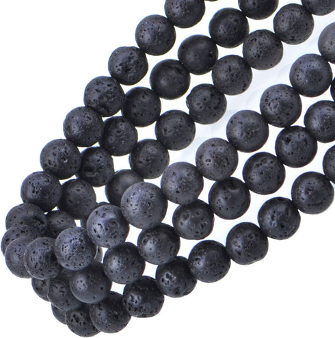 100Pcs Natural Crystal Beads Stone Gemstone Round Loose Energy Healing Beads with Free Crystal Stretch Cord for Jewelry Making (Black Lava, 8MM)...