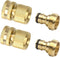 2 Sets (4 PCS) Brass Quick Hose End Connector Garden Hose Nozzle Connect Kit...