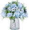 Nubry 3pcs Artificial Flowers Bouquet Fake Peony Silk Hydrangea Wildflowers Arrangements with Stems for Wedding Home Centerpieces Decor (Light Blu...