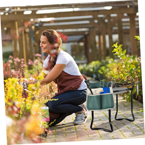 Kneeler Pouch Green Seat Garden Hanging for Cloth with Hand Chair Kneeling Folding Tools Foldable Heavy Dad Organizer Tool Pockets Gardening Bag M...