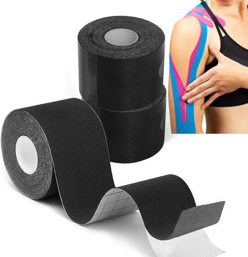3 Rolls 2inch x 16ft Kinetic Tape Breathable Hypoallergenic Elastic Athletic Tape for Ankle Wrists Knees Elastic Running Tennis Swimming Football ...
