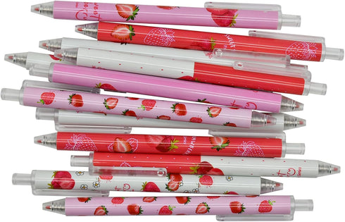 Maydahui 12PCS Strawberry Gel Pens Cute Fruit Pen Retractable Printing Pen Black Ink for Girls School Party...