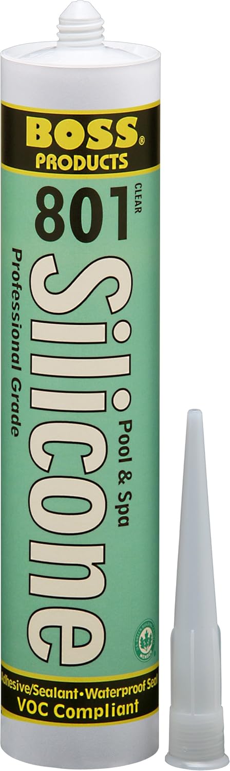 BOSS 02505CL10 801 Neutral Cure Silicone Adhesive, Clear, 10.3-Ounce...