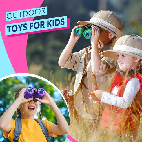 Girls Toys Age 3-7: LET'S GO! Compact Bird Watching Binoculars for Kids Ages 3 4 5 6 7 Year Old Girl Boy Gifts Idea Outside Travel Educational Toy...