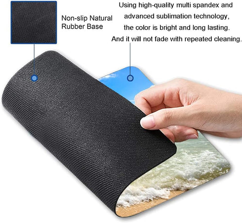 Custom Square Gaming Mouse Pad, Office Mouse Pad, Beach Ocean Wave Anti-Slip Rubber Base Mouse Pad for Desktop Computer and Laptop Mouse Pad...