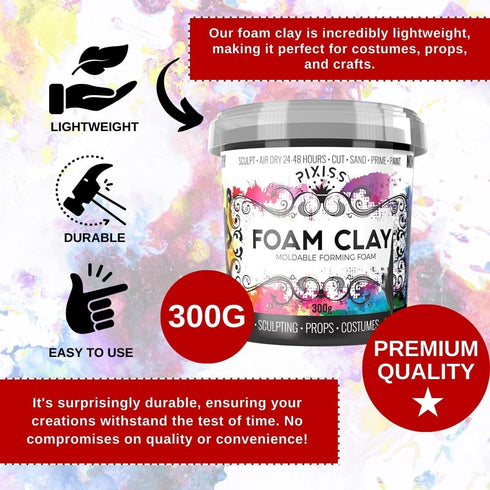 Moldable Cosplay Foam Clay (Light Pink) - Premium Modeling Foam Clay Air Dry, 300 Gram Cosplay Foam Sculpting Clay for Crafts - Quick Air Drying C...