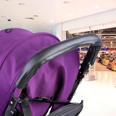 Baby Stroller Handle Cover, Leather Pram Foam Armrest Covers Universal Bumper Pushchair Handlebar Sleeve Removable Grip Bar Replacement Accessorie...