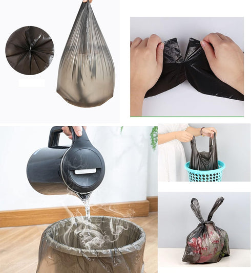 4 GALLON Bathroom Trash Bags, 5 Rolls/100 Counts Small HANDLES Garbage Bags for Office, Bathroom Wastebasket Waste Bin Black Portable Rubbish Bags...