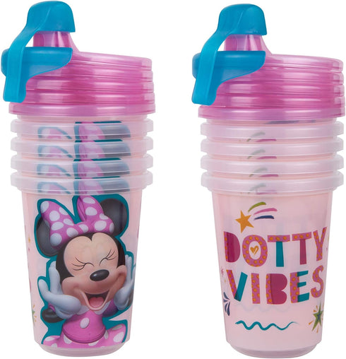 The First Years Take & Toss Disney Minnie Mouse Sippy Cups - Reusable Toddlers Cups with Lids - Kids Party Pack with 2 Travel Caps - 10 Oz - 10 Co...