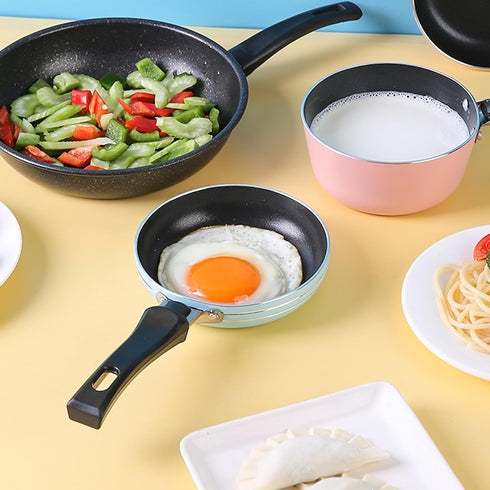 Zoofen 4.7" Frying Pan Mini Round Egg Skillet Non Stick One Egg Fry Pan Breakfast Pan with Long Handle...