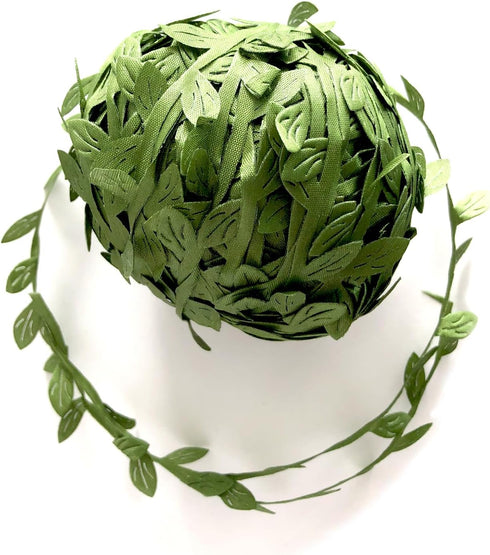 Olive Green Leaves Leaf Trim Ribbon 40 Yards for DIY Craft Party Wedding Home Decoration (Green)...