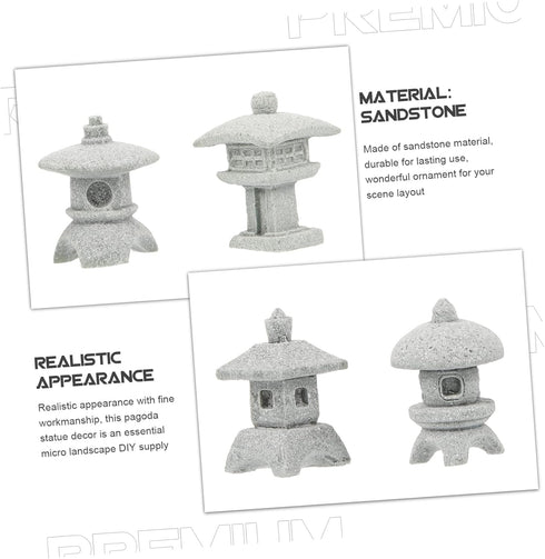 4pcs Home Decor Japanese Home Decor Fairy Pagoda Statue Mini Pagoda Figurines Miniature Pagoda Statue Mini Pagoda Model Mini Pagoda for Garden Pav...