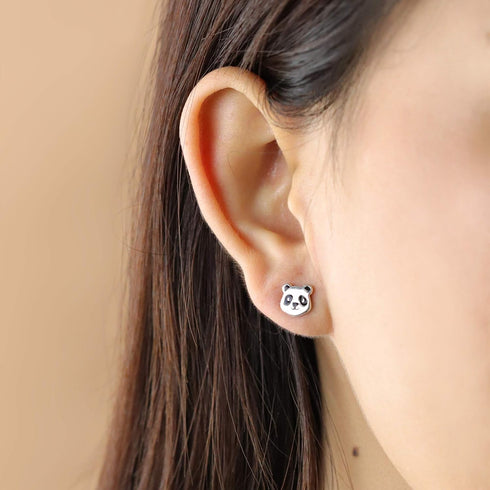 Boma Jewelry Sterling Silver Panda Bear Stud Earrings...