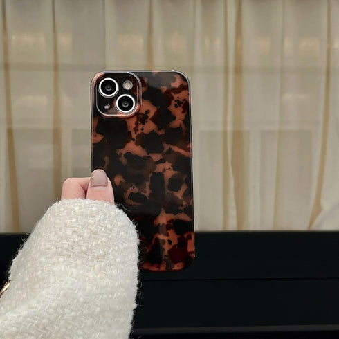 Tortoise Shell Retro Phone Case Compatible with iPhone 14 Pro Chic Amber Brown Leopard Stylish Classic Soft Slim Protective Cover for iPhone 14pro...